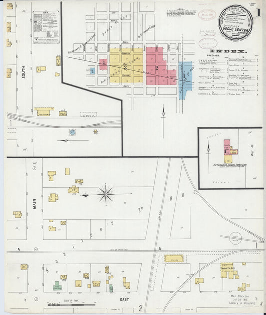 Sanborn Fire Insurance Map from Dodge Center, Dodge County, Minnesota (1899), Sheet #0001 - Complete Map Set gallery image, historic Sanborn map, vintage wall art, Minnesota Minnesota