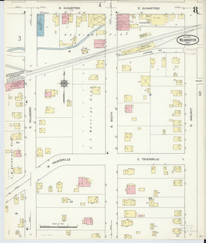 Sanborn Fire Insurance Map from Wilmington, Clinton County, Ohio (1914), Sheet #0008 - Complete Map Set gallery image, historic Sanborn map, vintage wall art, Ohio Ohio