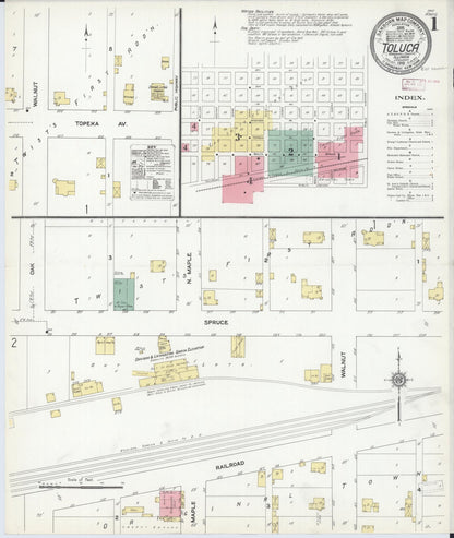 Sanborn Fire Insurance Map from Toluca, Marshall County, Illinois (1910), Sheet #0001 - Complete Map Set gallery image, historic Sanborn map, vintage wall art, Illinois Illinois