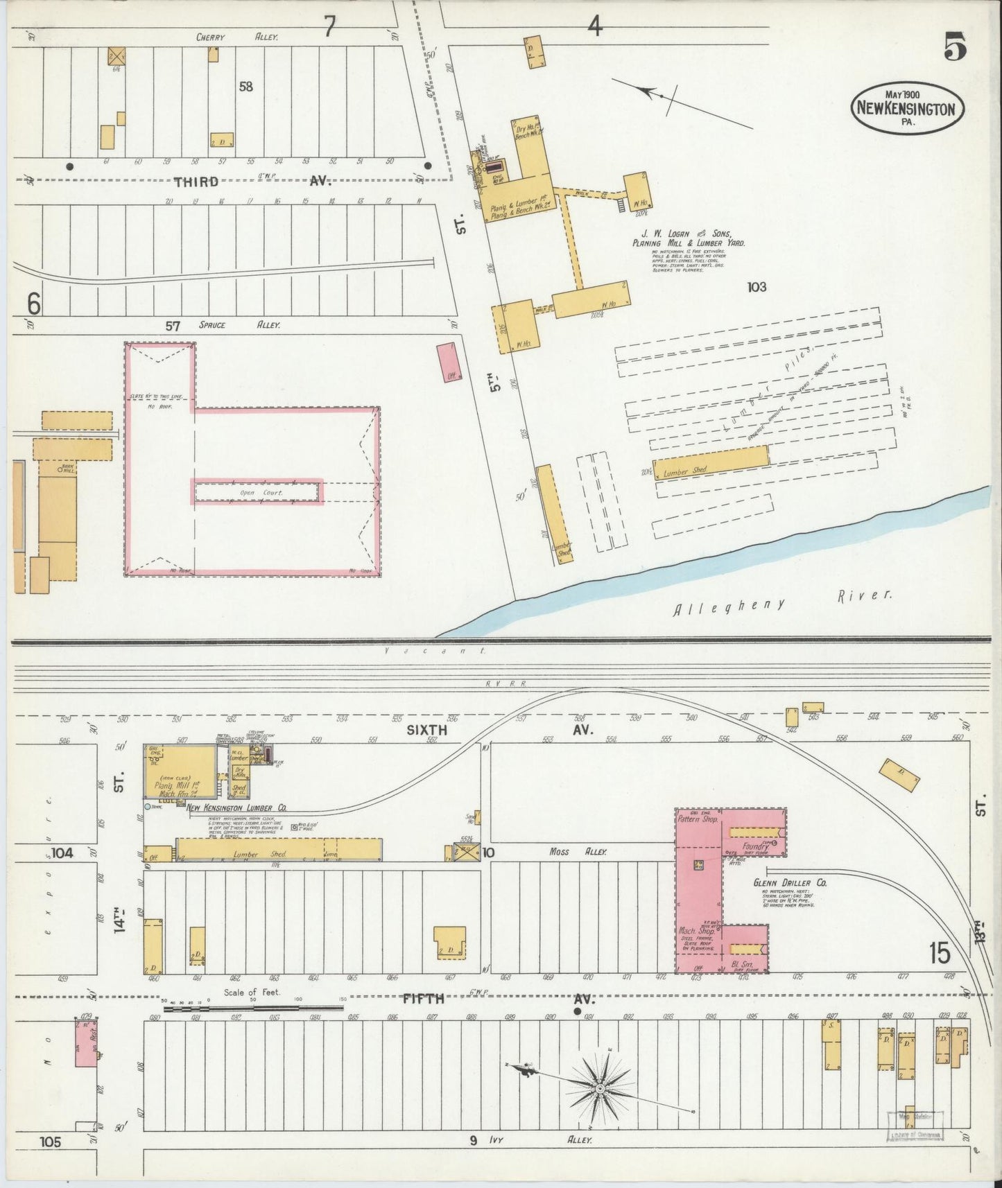 Sanborn Fire Insurance Map from New Kensington, Westmoreland County, Pennsylvania (1900), Sheet #0005 - Complete Map Set gallery image, historic Sanborn map, vintage wall art, Pennsylvania Pennsylvania