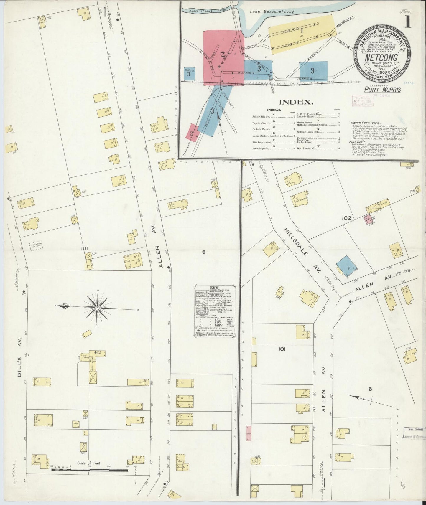 Sanborn Fire Insurance Map from Netcong, Morris County, New Jersey. (1909) – Historic Sanborn Fire Insurance Map Print