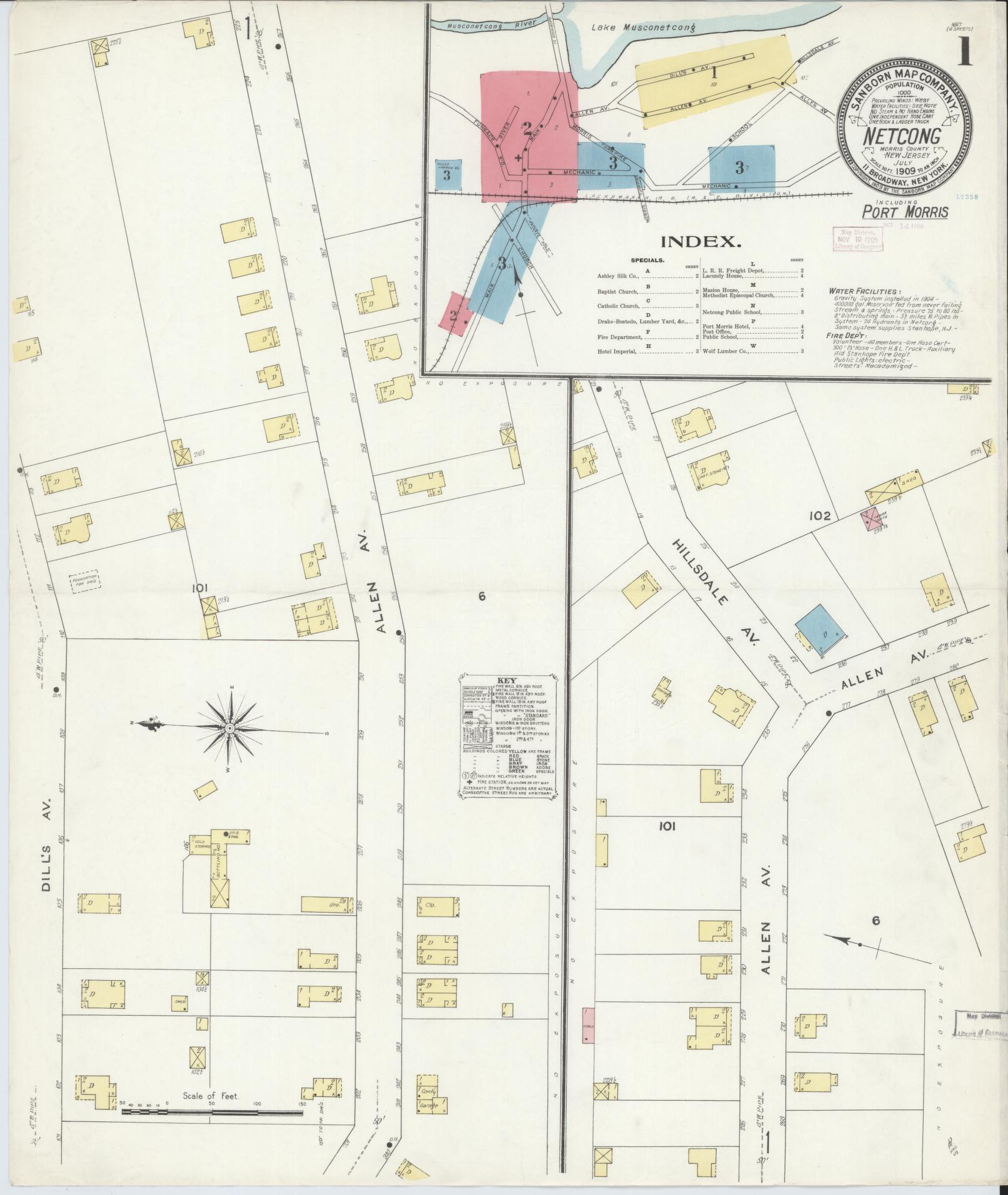 Sanborn Fire Insurance Map from Netcong, Morris County, New Jersey. (1909) – Historic Sanborn Fire Insurance Map Print