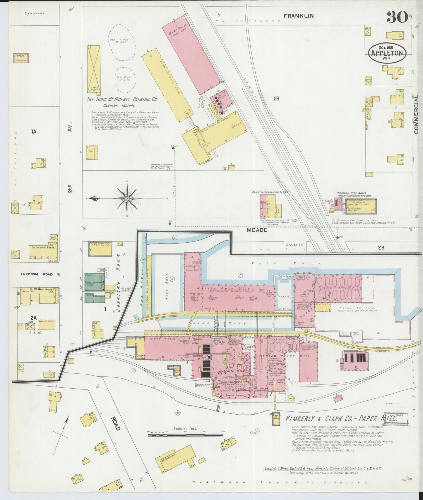 Sanborn Fire Insurance Map from Appleton, Outagamie County, Wisconsin (1901), Sheet #0030 - Complete Map Set gallery image, historic Sanborn map, vintage wall art, Wisconsin Wisconsin