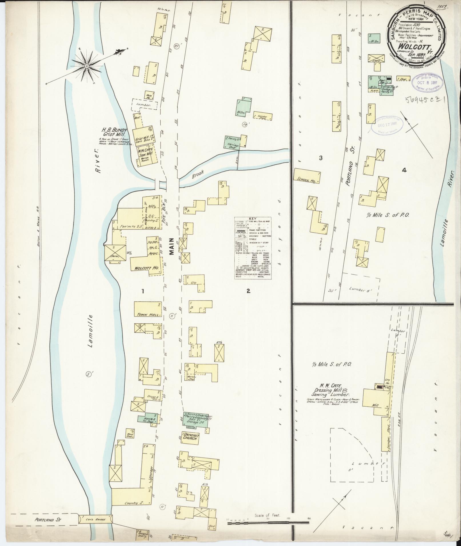 Sanborn Fire Insurance Map from Wolcott, Lamoille County, Vermont. (1897) – Historic Sanborn Fire Insurance Map Print
