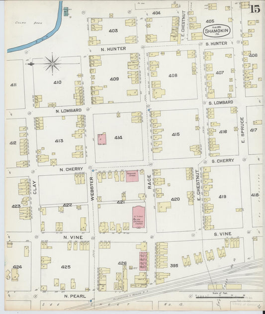 Sanborn Fire Insurance Map from Shamokin, Northumberland County, Pennsylvania (1891), Sheet #0015 - Historic Sanborn Fire Insurance Map Print, vintage old map wall art, antique decor, genealogy gift, Pennsylvania Pennsylvania map