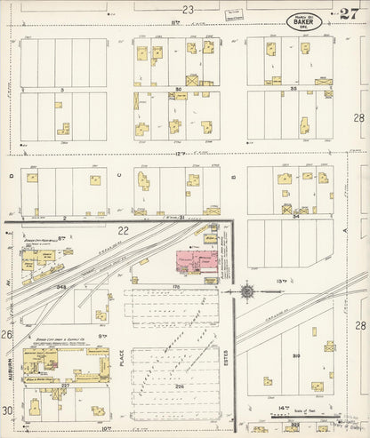 Sanborn Fire Insurance Map from Baker, Baker County, Oregon (1911), Sheet #0027 - Complete Map Set gallery image, historic Sanborn map, vintage wall art, Oregon Oregon