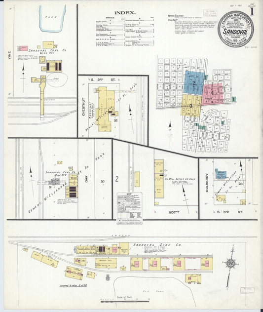 Sanborn Fire Insurance Map from Sandoval, Marion County, Illinois (1912), Sheet #0001 - Complete Map Set gallery image, historic Sanborn map, vintage wall art, Illinois Illinois