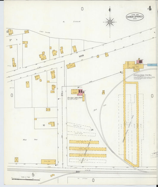 Sanborn Fire Insurance Map from Harbor Springs, Emmet County, Michigan (1906), Sheet #0004 - Historic Sanborn Fire Insurance Map Print, vintage old map wall art, antique decor, genealogy gift, Michigan Michigan map