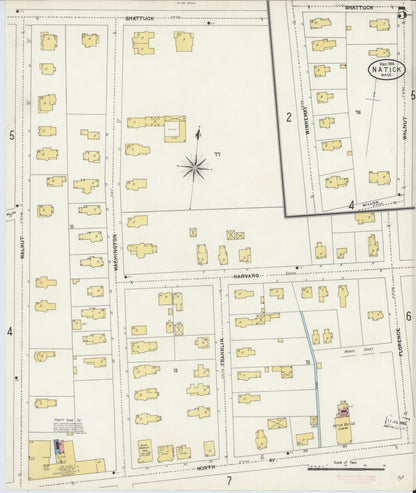Sanborn Fire Insurance Map from Natick, Middlesex County, Massachusetts (1904), Sheet #0005 - Complete Map Set gallery image, historic Sanborn map, vintage wall art, Massachusetts Massachusetts