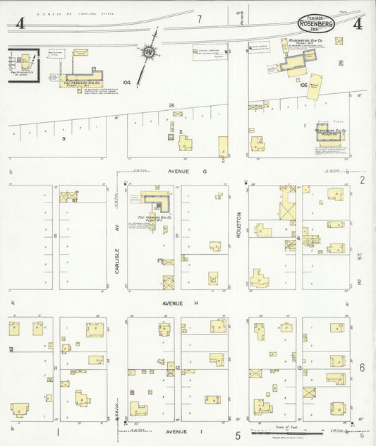 Sanborn Fire Insurance Map from Rosenberg, Fort Bend County, Texas (1926), Sheet #0004 - Historic Sanborn Fire Insurance Map Print, vintage old map wall art, antique decor, genealogy gift, Texas Texas map