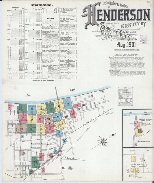 Sanborn Fire Insurance Map from Henderson, Henderson County, Kentucky. (1901) – Historic Sanborn Fire Insurance Map Print