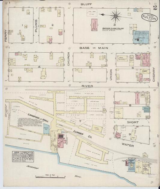 Sanborn Fire Insurance Map from Fulton, Whiteside County, Illinois (1884), Sheet #0002 - Historic Sanborn Fire Insurance Map Print, vintage old map wall art, antique decor, genealogy gift, Illinois Illinois map