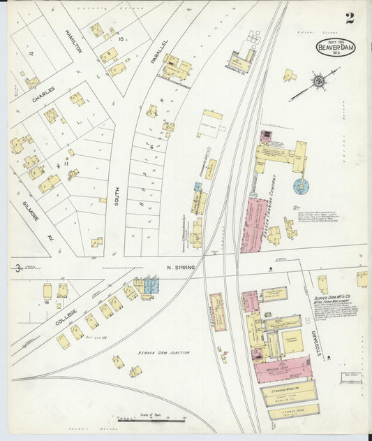 Sanborn Fire Insurance Map from Beaver Dam, Dodge County, Wisconsin (1914), Sheet #0002 - Historic Sanborn Fire Insurance Map Print, vintage old map wall art, antique decor, genealogy gift, Wisconsin Wisconsin map