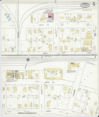 Sanborn Fire Insurance Map from Flora, Clay County, Illinois (1912), Sheet #0005 - Complete Map Set gallery image, historic Sanborn map, vintage wall art, Illinois Illinois