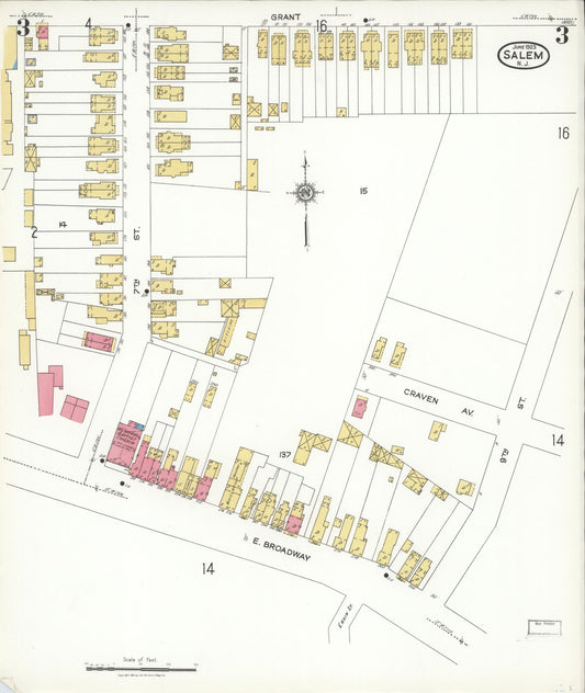 Sanborn Fire Insurance Map from Salem, Salem County, New Jersey (1923), Sheet #0003 - Historic Sanborn Fire Insurance Map Print, vintage old map wall art, antique decor, genealogy gift, New Jersey New Jersey map