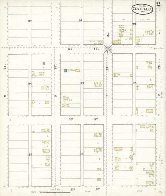 Sanborn Fire Insurance Map from Centralia, Lewis County, Washington (1891), Sheet #0002 - Complete Map Set gallery image, historic Sanborn map, vintage wall art, Washington Washington