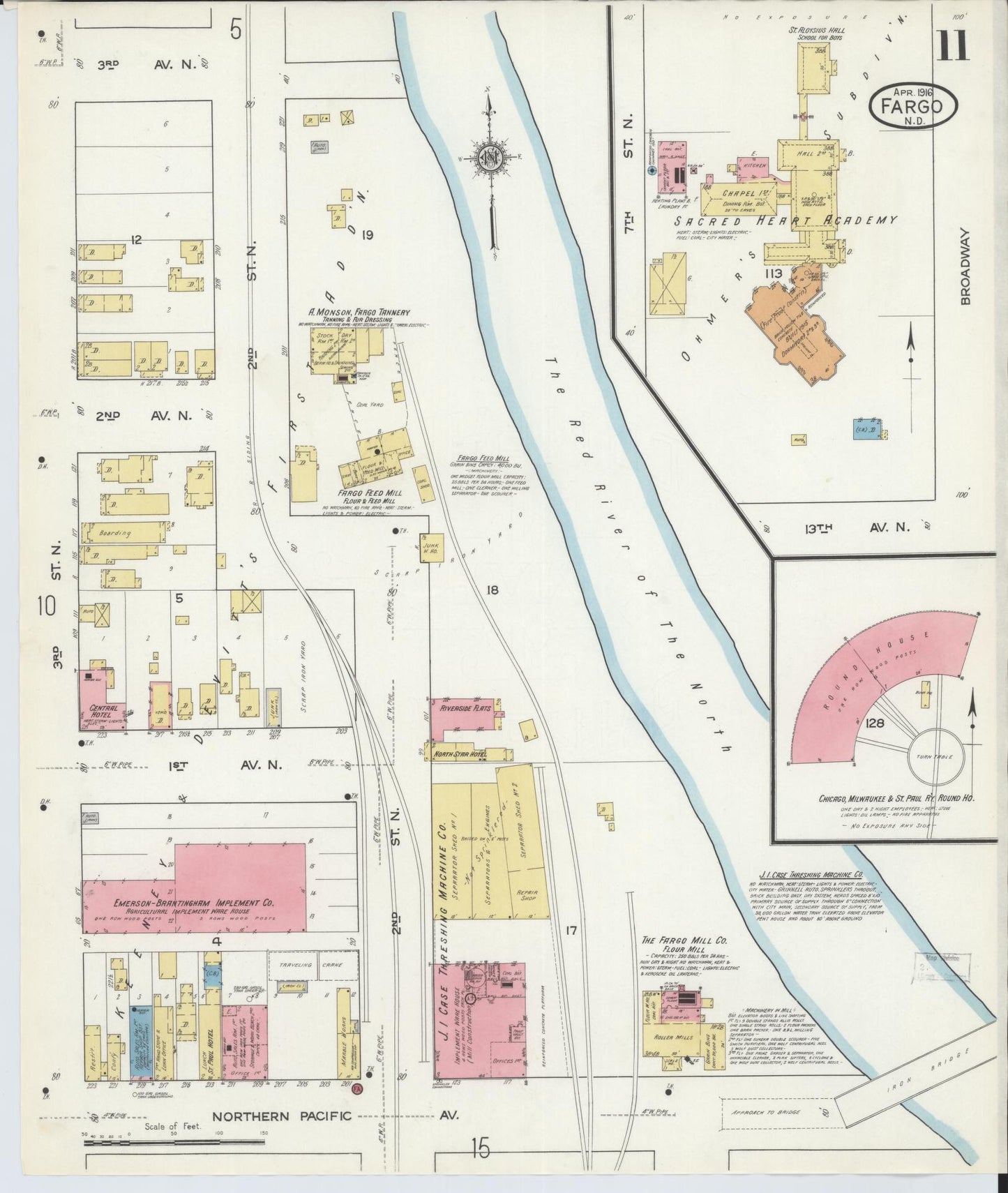 Sanborn Fire Insurance Map from Fargo, Cass County, North Dakota (1916), Sheet #0011 - Complete Map Set gallery image, historic Sanborn map, vintage wall art, North Dakota North Dakota