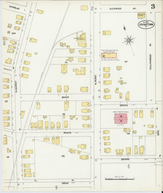 Sanborn Fire Insurance Map from Johnstown, Fulton County, New York (1902), Sheet #0003 - Historic Sanborn Fire Insurance Map Print, vintage old map wall art, antique decor, genealogy gift, New York New York map