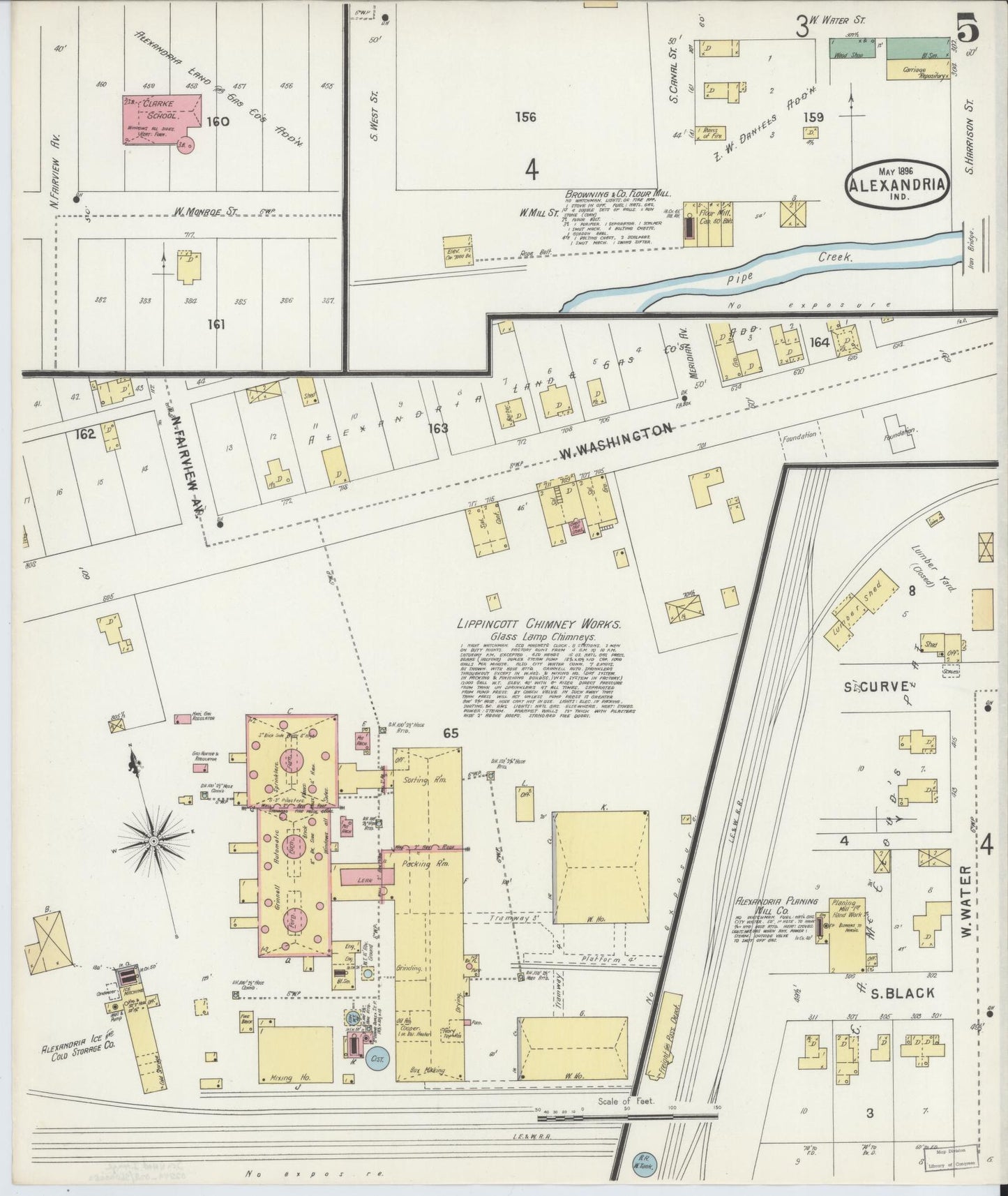 Sanborn Fire Insurance Map from Alexandria, Madison County, Indiana (1896), Sheet #0005 - Complete Map Set gallery image, historic Sanborn map, vintage wall art, Indiana Indiana