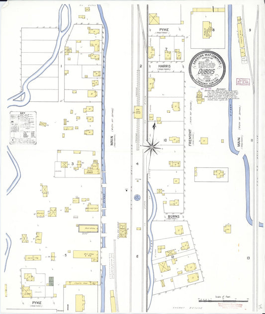 Sanborn Fire Insurance Map from Dubois, Clark County, Idaho (1909), Sheet #0001 - Historic Sanborn Fire Insurance Map Print, vintage old map wall art, antique decor, genealogy gift, Idaho Idaho map