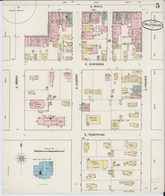 Sanborn Fire Insurance Map from Galesburg, Knox County, Illinois (1888), Sheet #0005 - Historic Sanborn Fire Insurance Map Print, vintage old map wall art, antique decor, genealogy gift, Illinois Illinois map