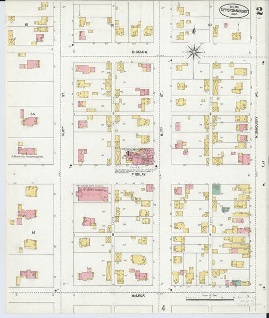 Sanborn Fire Insurance Map from Upper Sandusky, Wyandot County, Ohio (1902), Sheet #0002 - Historic Sanborn Fire Insurance Map Print, vintage old map wall art, antique decor, genealogy gift, Ohio Ohio map