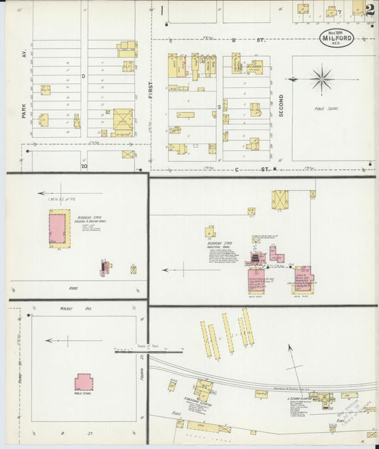 Sanborn Fire Insurance Map from Milford, Seward County, Nebraska (1899), Sheet #0002 - Historic Sanborn Fire Insurance Map Print, vintage old map wall art, antique decor, genealogy gift, Nebraska Nebraska map