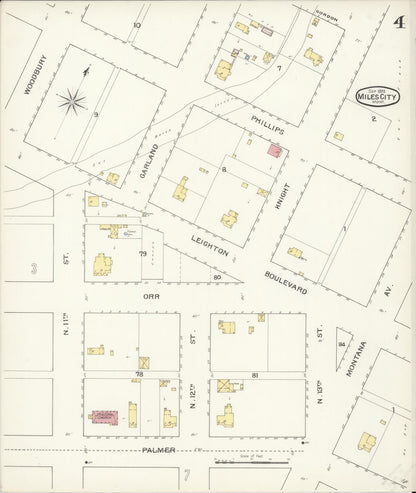 Sanborn Fire Insurance Map from Miles City, Custer County, Montana (1893), Sheet #0004 - Complete Map Set gallery image, historic Sanborn map, vintage wall art, Montana Montana