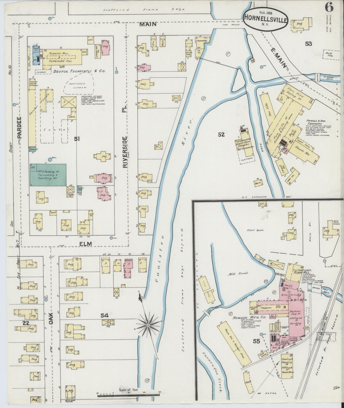 Sanborn Fire Insurance Map from Hornell, Steuben County, New York (1888), Sheet #0006 - Complete Map Set gallery image, historic Sanborn map, vintage wall art, New York New York