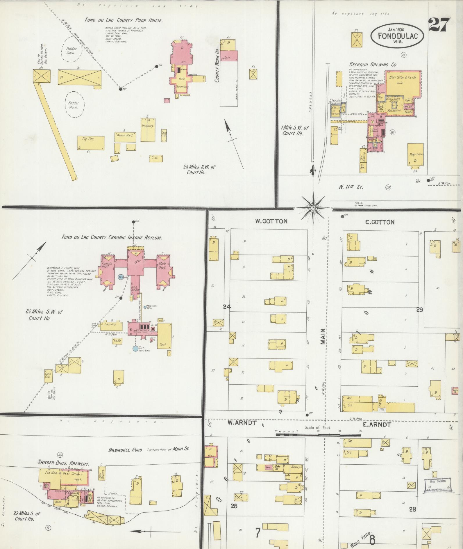 Sanborn Fire Insurance Map from Fond du Lac, Fond du Lac County, Wisconsin (1902), Sheet #0027 - Complete Map Set gallery image, historic Sanborn map, vintage wall art, Wisconsin Wisconsin