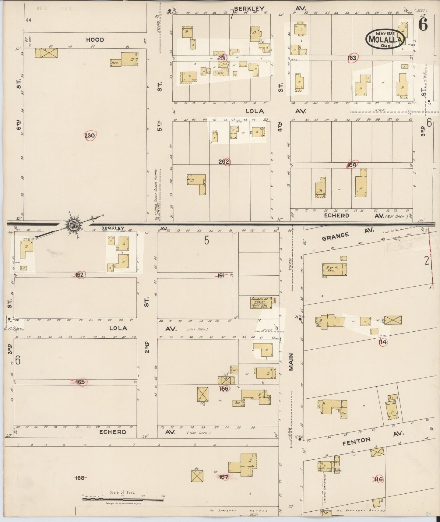 Sanborn Fire Insurance Map from Molalla, Clackamas County, Oregon (1951), Sheet #0006 - Complete Map Set gallery image, historic Sanborn map, vintage wall art, Oregon Oregon