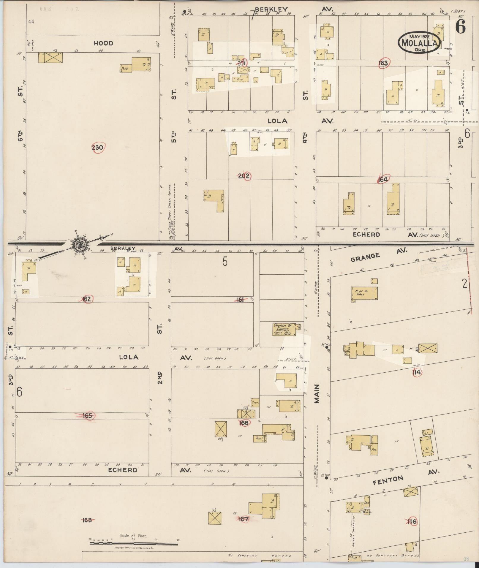 Sanborn Fire Insurance Map from Molalla, Clackamas County, Oregon (1951), Sheet #0006 - Complete Map Set gallery image, historic Sanborn map, vintage wall art, Oregon Oregon