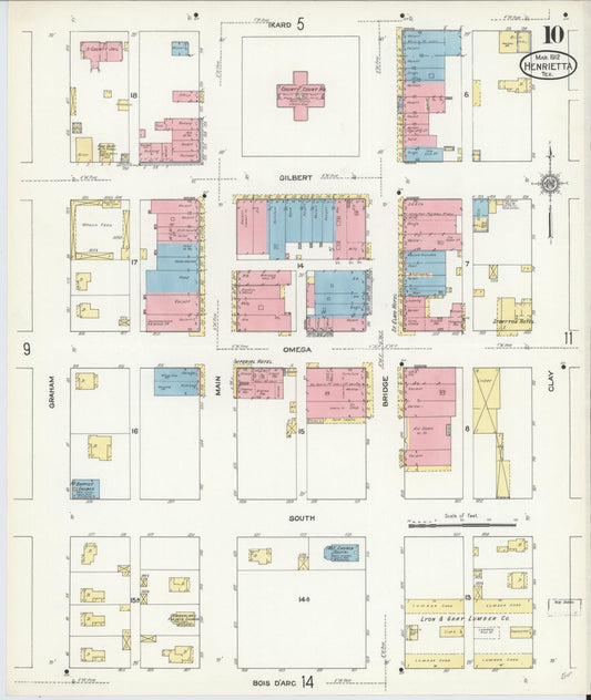 Sanborn Fire Insurance Map from Henrietta, Clay County, Texas (1912), Sheet #0010 - Historic Sanborn Fire Insurance Map Print, vintage old map wall art, antique decor, genealogy gift, Texas Texas map