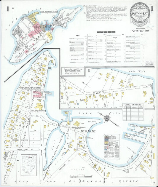 Sanborn Fire Insurance Map from Put-in-bay, Ottawa County, Ohio (1950), Sheet #0001 - Historic Sanborn Fire Insurance Map Print, vintage old map wall art, antique decor, genealogy gift, Ohio Ohio map