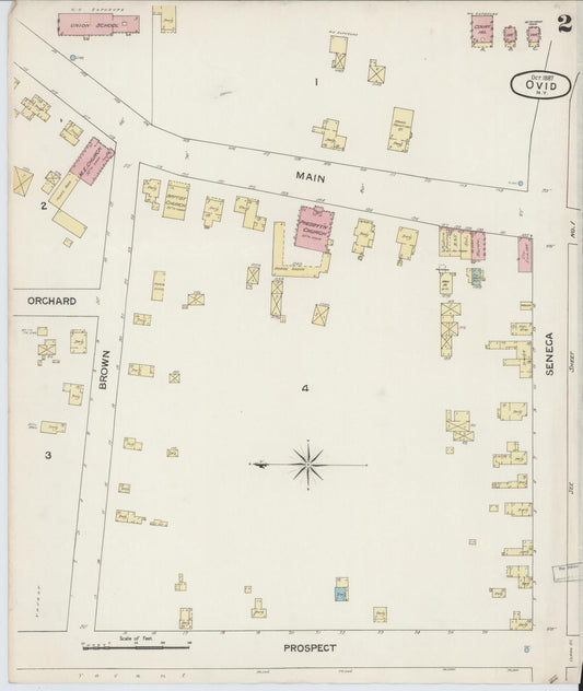 Sanborn Fire Insurance Map from Ovid, Seneca County, New York (1887), Sheet #0002 - Historic Sanborn Fire Insurance Map Print, vintage old map wall art, antique decor, genealogy gift, New York New York map