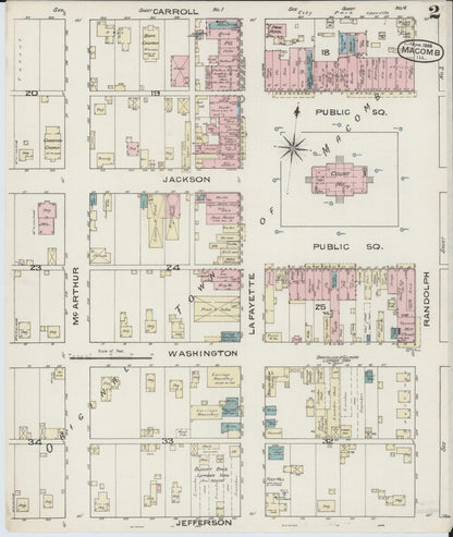 Sanborn Fire Insurance Map from Macomb, Mcdonough County, Illinois (1886), Sheet #0002 - Complete Map Set gallery image, historic Sanborn map, vintage wall art, Illinois Illinois