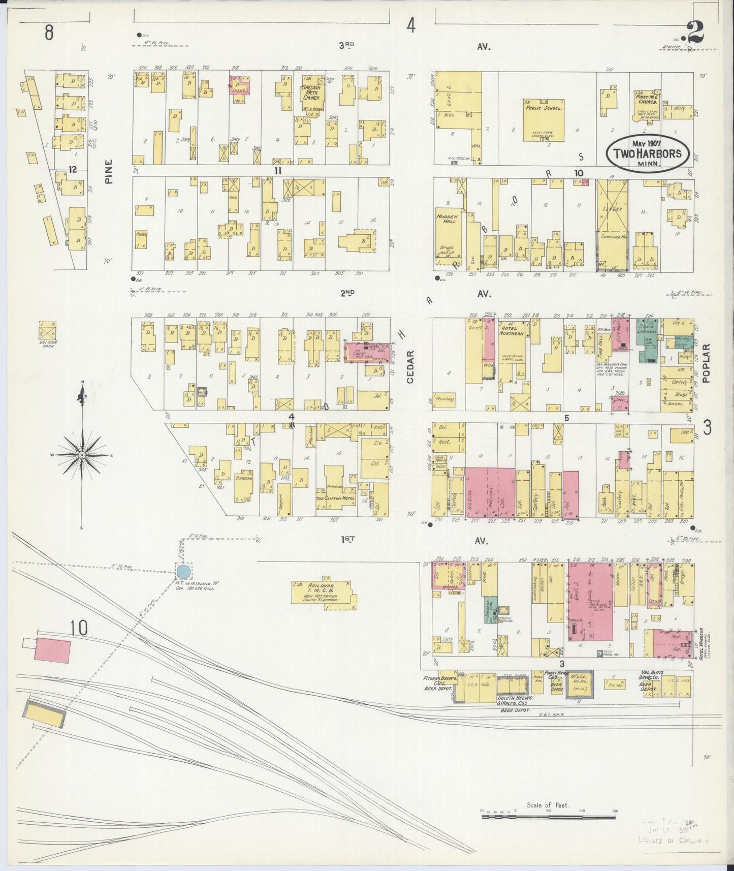 Sanborn Fire Insurance Map from Two Harbors, Lake County, Minnesota (1907), Sheet #0002 - Complete Map Set gallery image, historic Sanborn map, vintage wall art, Minnesota Minnesota
