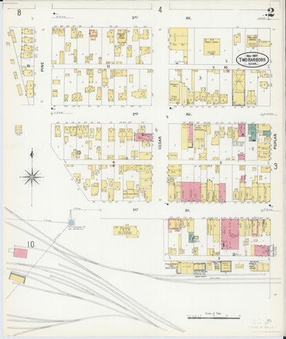 Sanborn Fire Insurance Map from Two Harbors, Lake County, Minnesota (1907), Sheet #0002 - Complete Map Set gallery image, historic Sanborn map, vintage wall art, Minnesota Minnesota