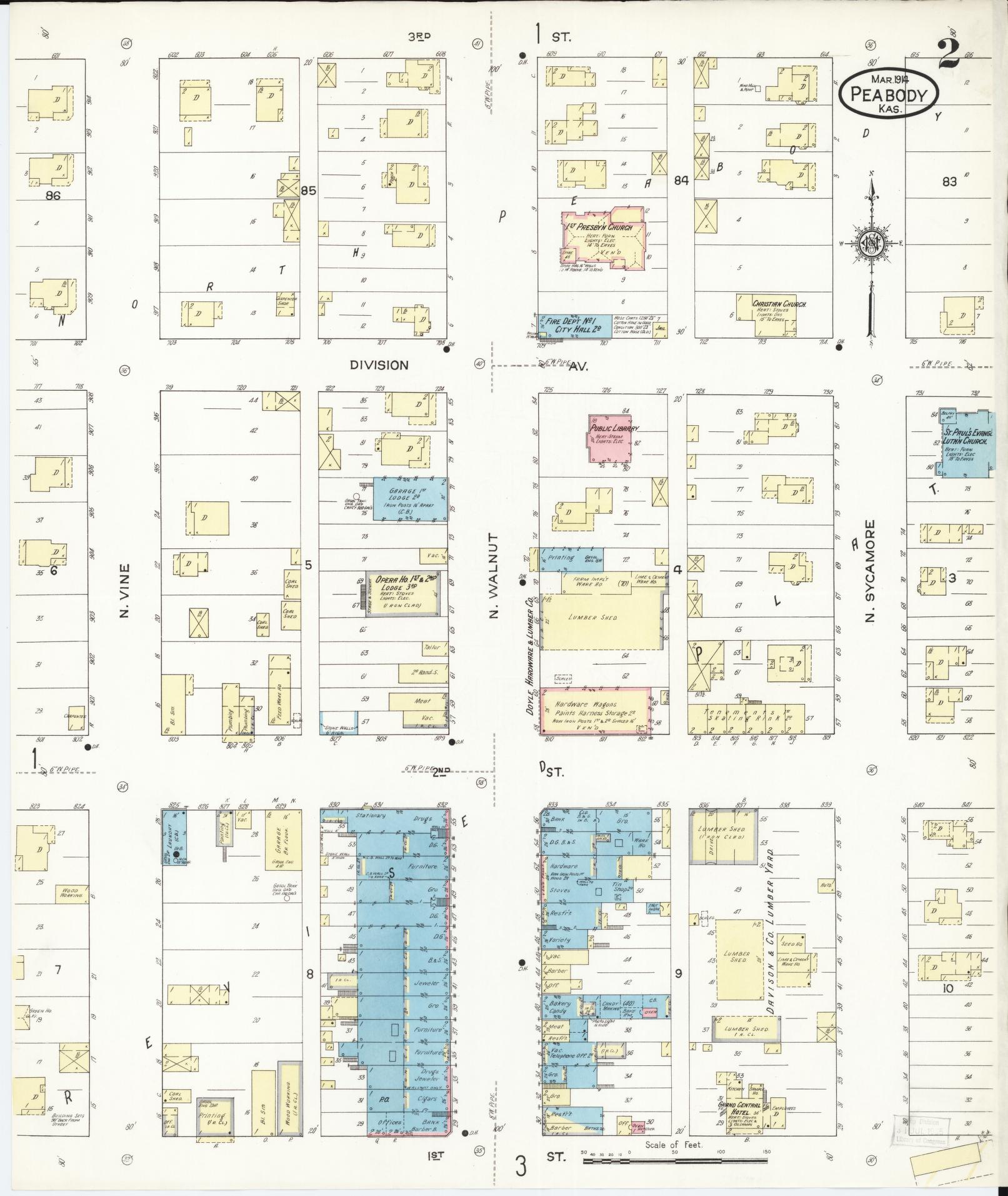 Sanborn Fire Insurance Map from Peabody, Marion County, Kansas (1914), Sheet #0002 - Complete Map Set gallery image, historic Sanborn map, vintage wall art, Kansas Kansas