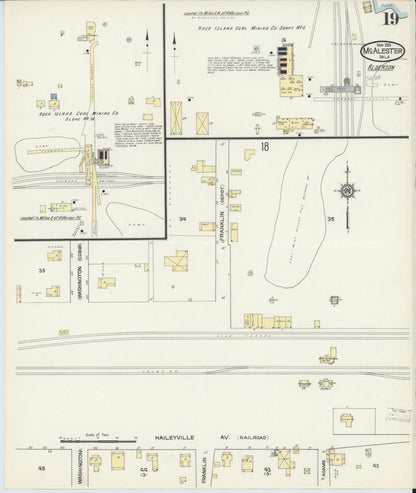 Sanborn Fire Insurance Map from McAlester, Pittsburg County, Oklahoma (1913), Sheet #0019 - Complete Map Set gallery image, historic Sanborn map, vintage wall art, Oklahoma Oklahoma