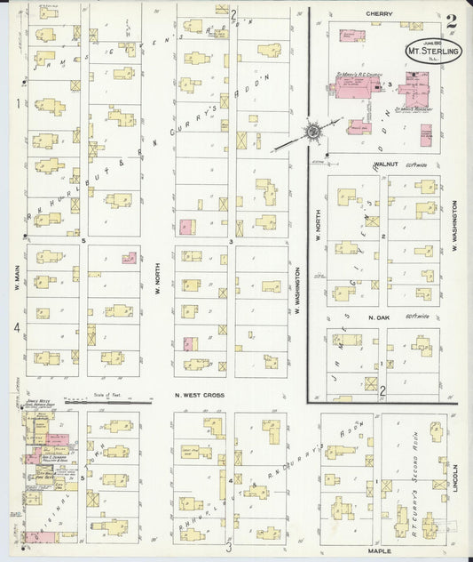 Sanborn Fire Insurance Map from Mount Sterling, Brown County, Illinois (1910), Sheet #0002 - Historic Sanborn Fire Insurance Map Print, vintage old map wall art, antique decor, genealogy gift, Illinois Illinois map