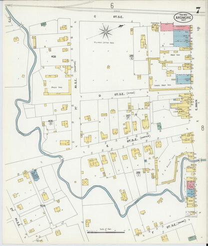 Sanborn Fire Insurance Map from Ardmore, Carter County, Oklahoma (1902), Sheet #0007 - Complete Map Set gallery image, historic Sanborn map, vintage wall art, Oklahoma Oklahoma