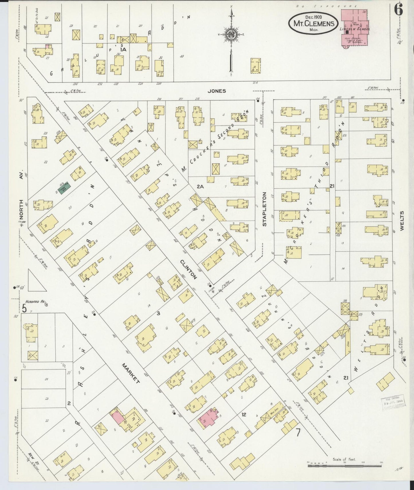 Sanborn Fire Insurance Map from Mount Clemens, Macomb County, Michigan (1909), Sheet #0006 - Complete Map Set gallery image, historic Sanborn map, vintage wall art, Michigan Michigan