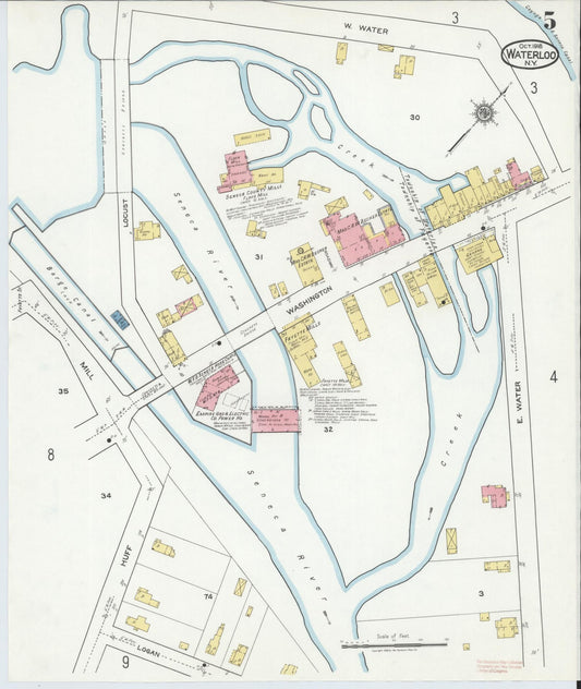 Sanborn Fire Insurance Map from Waterloo, Seneca County, New York (1918), Sheet #0005 - Historic Sanborn Fire Insurance Map Print, vintage old map wall art, antique decor, genealogy gift, New York New York map