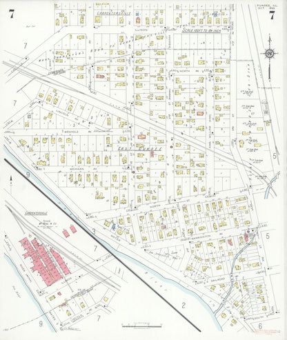 Sanborn Fire Insurance Map from Dundee, Kane County, Illinois (1933), Sheet #0007 - Historic Sanborn Fire Insurance Map Print, vintage old map wall art, antique decor, genealogy gift, Illinois Illinois map
