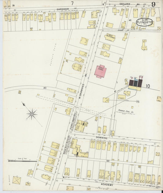 Sanborn Fire Insurance Map from Plymouth, Luzerne County, Pennsylvania (1896), Sheet #0009 - Historic Sanborn Fire Insurance Map Print, vintage old map wall art, antique decor, genealogy gift, Pennsylvania Pennsylvania map