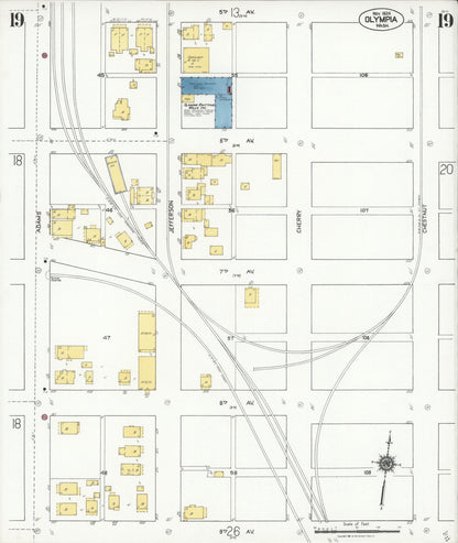 Sanborn Fire Insurance Map from Olympia, Thurston County, Washington (1924), Sheet #0019 - Complete Map Set gallery image, historic Sanborn map, vintage wall art, Washington Washington