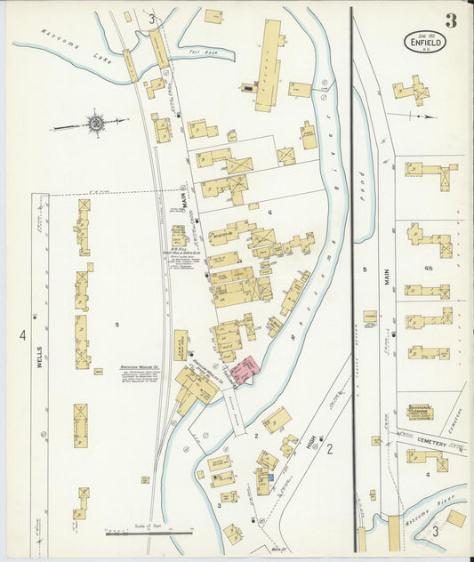 Sanborn Fire Insurance Map from Enfield, Grafton County, New Hampshire (1912), Sheet #0003 - Historic Sanborn Fire Insurance Map Print, vintage old map wall art, antique decor, genealogy gift, New Hampshire New Hampshire map