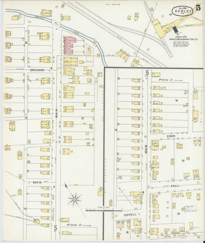 Sanborn Fire Insurance Map from Ashley, Luzerne County, Pennsylvania (1896), Sheet #0005 - Historic Sanborn Fire Insurance Map Print, vintage old map wall art, antique decor, genealogy gift, Pennsylvania Pennsylvania map