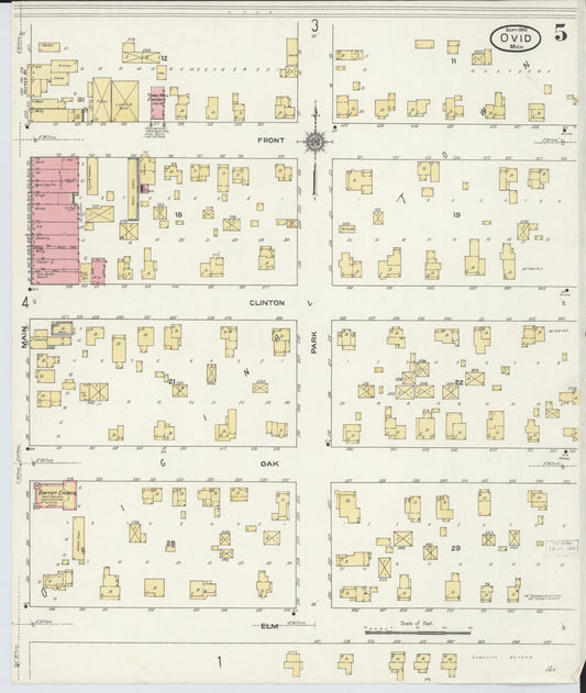 Sanborn Fire Insurance Map from Ovid, Clinton County, Michigan (1910), Sheet #0005 - Historic Sanborn Fire Insurance Map Print, vintage old map wall art, antique decor, genealogy gift, Michigan Michigan map